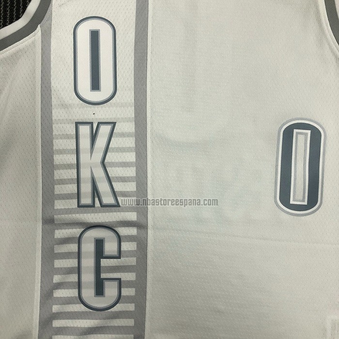 Camiseta Oklahoma City Thunder Russell Westbrook NO 0 Ciudad 2021-22 Blanco